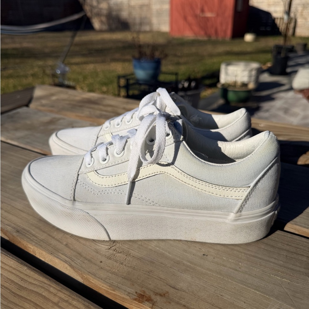 White Platform Vans Sneakers